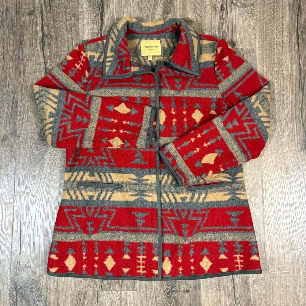Upcountry Fleece Jacket Size L Red Aztec Southwest